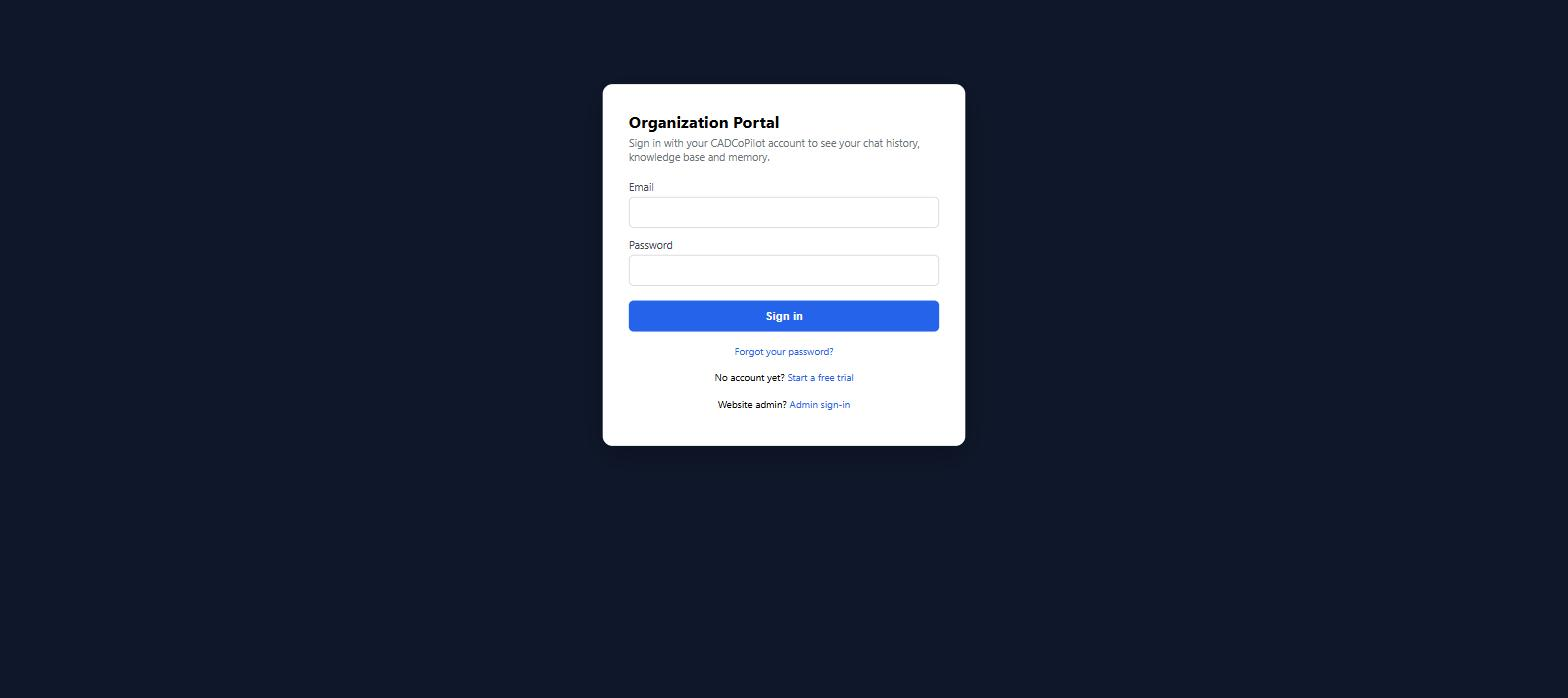 The SphereHarness organization portal sign-in form