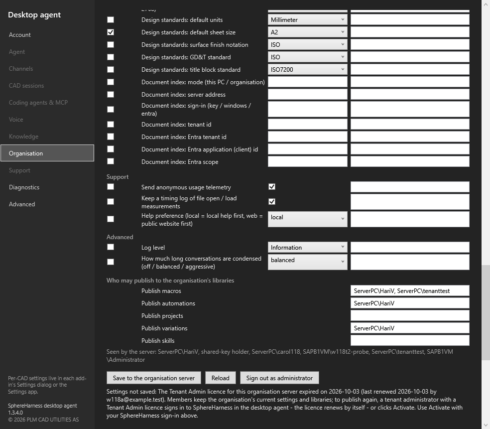 An administrator's save refused: the expired-licence text on the status line with the Activate button beside it
